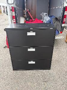 Free delivery used Black 3-Drawer Filing Cabinet - Photo 2