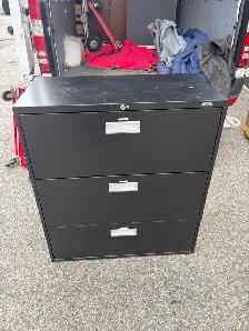 Free delivery used Black 3-Drawer Filing Cabinet - Photo 3