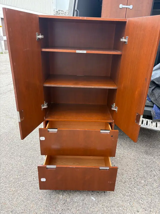 Free delivery used Wooden Cabinet with Shelves and Drawers