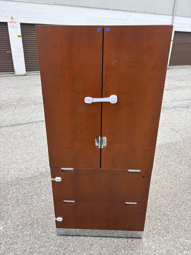 Free delivery used Wooden Cabinet with Shelves and Drawers