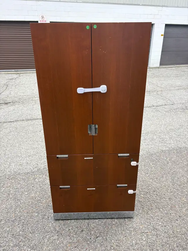 Free delivery used Wooden Cabinet with Shelves and Drawers