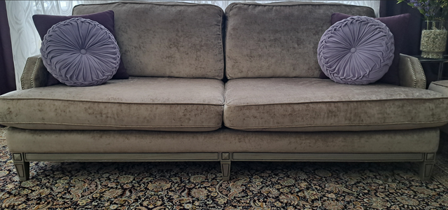 Elegant Beige Velvet 2-Piece Sofa Set