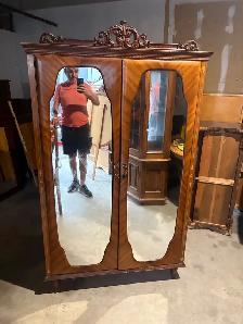 Free delivery used antique Vintage  Armoire  Mirrored Doors - Photo 2
