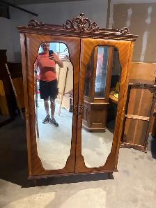 Free delivery used antique Vintage  Armoire  Mirrored Doors - Photo 3