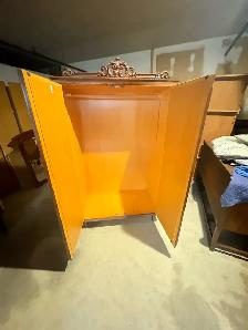 Free delivery used antique Vintage  Armoire  Mirrored Doors - Photo 6