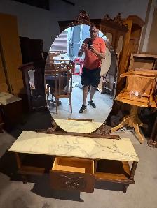 Free delivery used Antique Vanity Table with Mirror