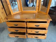 Free delivery used Pine Dresser with Tri-Fold Mirror - Photo 6