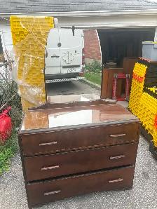 Free delivery used antique Wooden Dresser with Mirror