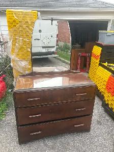 Free delivery used antique Wooden Dresser with Mirror - Photo 2