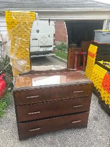 Free delivery used antique Wooden Dresser with Mirror - Photo 3