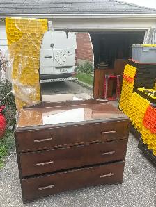 Free delivery used antique Wooden Dresser with Mirror - Photo 4