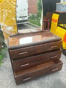 Free delivery used antique Wooden Dresser with Mirror - Photo 5