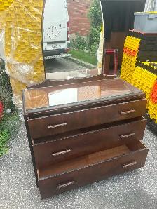 Free delivery used antique Wooden Dresser with Mirror - Photo 6