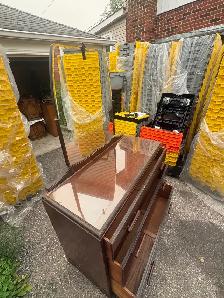 Free delivery used antique Wooden Dresser with Mirror - Photo 9