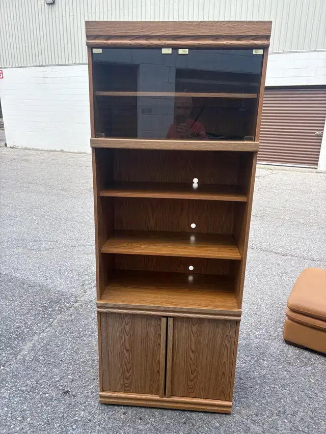 Free delivery used Wood Unit with Glass Doors