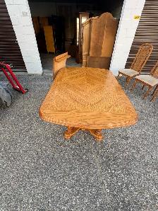 Free delivery used Wooden Dining Table with 6 Chairs