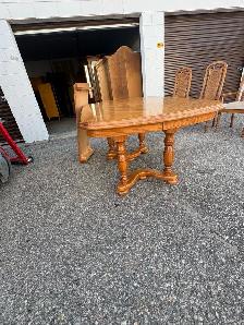 Free delivery used Wooden Dining Table with 6 Chairs - Photo 3