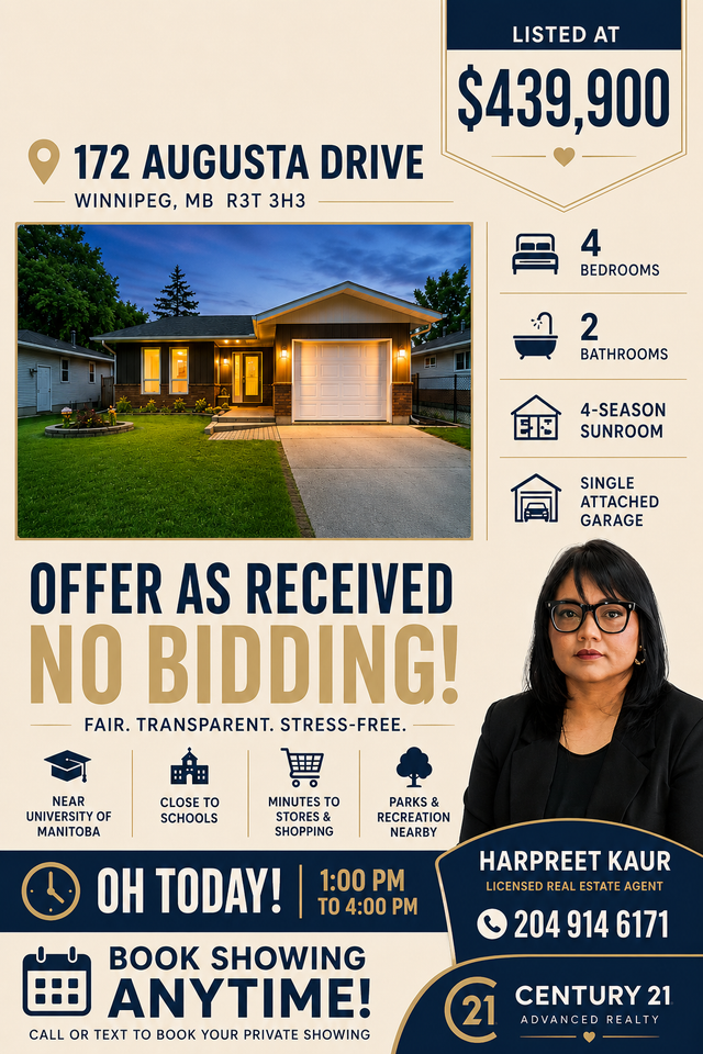 House for $439,000, Univ of Manitoba just 5 min away