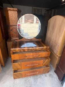 Free delivery antique Vintage 1930s Art Deco Waterfall Dresser - Photo 5