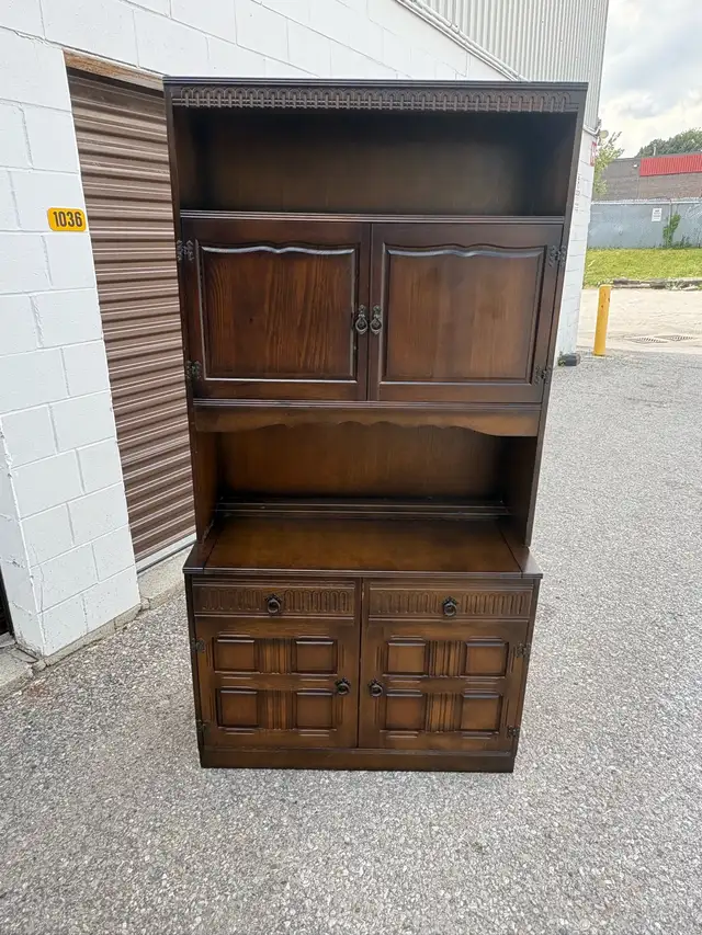 Free delivery used Dark Wood Hutch with Cabinet Storage