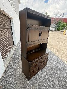 Free delivery used Dark Wood Hutch with Cabinet Storage - Photo 2