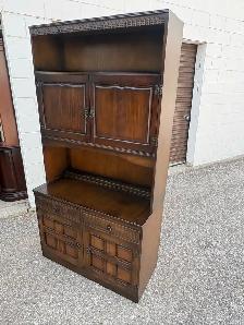 Free delivery used Dark Wood Hutch with Cabinet Storage - Photo 5