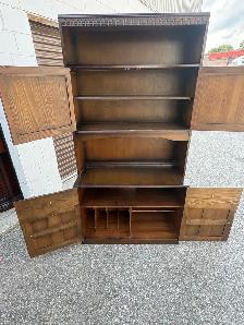 Free delivery used Dark Wood Hutch with Cabinet Storage - Photo 7