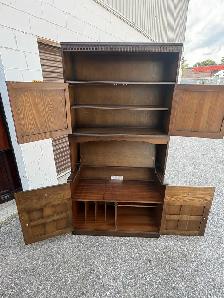 Free delivery used Dark Wood Hutch with Cabinet Storage - Photo 8
