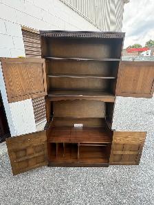 Free delivery used Dark Wood Hutch with Cabinet Storage - Photo 9