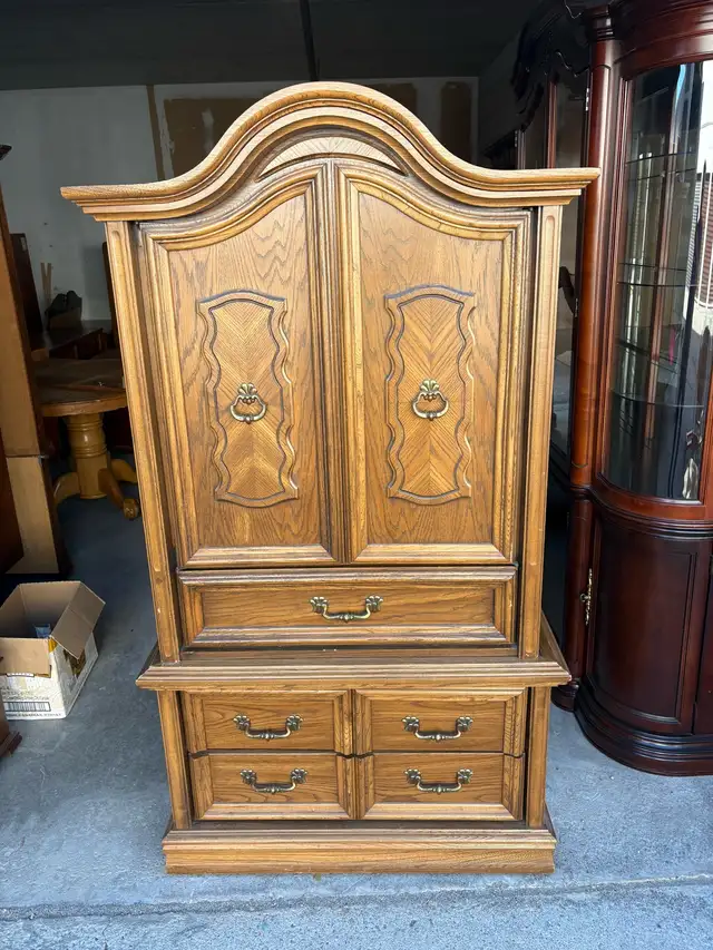 Free delivery used Victorian-style Armoire with Drawers