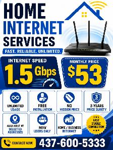 Best Internet Deal $53 | 1.5 Gbps Unlimited