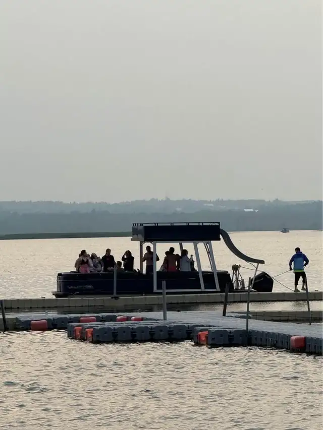 Double Decker Pontoon Boat on Lake Simcoe