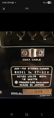 Vintage Hitachi FT‑920 AM/FM Stereo Tuner Made in Japan mint - Photo 2