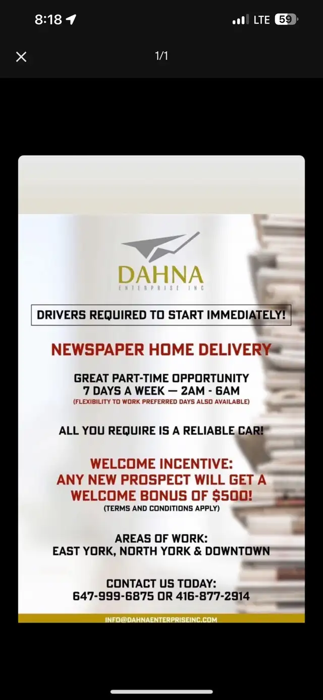 (JOB IN NEED?) Newspaper delivery job