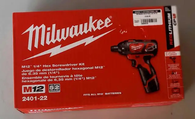 M12 Milwaukee 1/4' Hex Driver Kit 2401-22 (32564579)