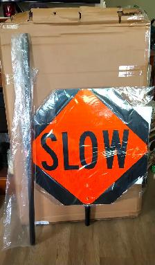 "24 Stop/Slow Flaggers Paddle and Aluminum Extension - New! - Photo 2
