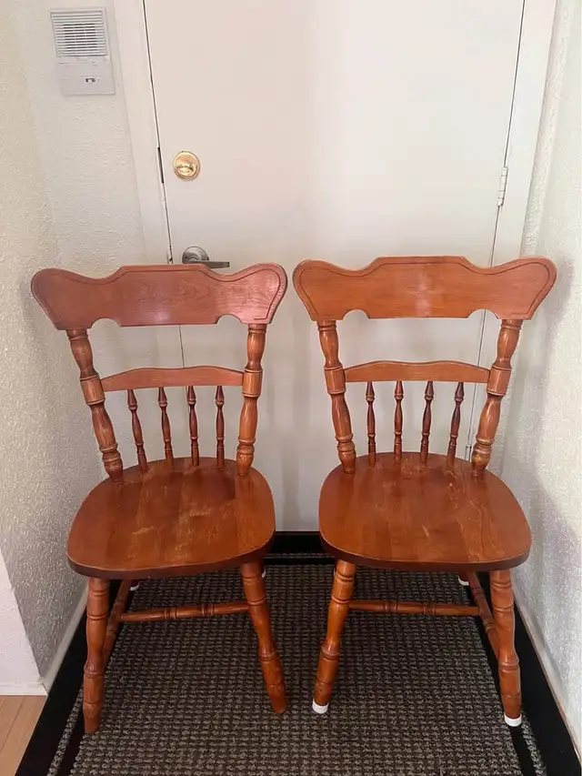TWO SOLID WOOD  MAPLE CHAIRS