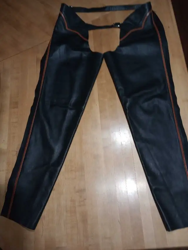On Course Black Leather Chaps