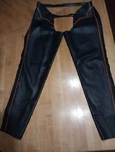 On Course Black Leather Chaps