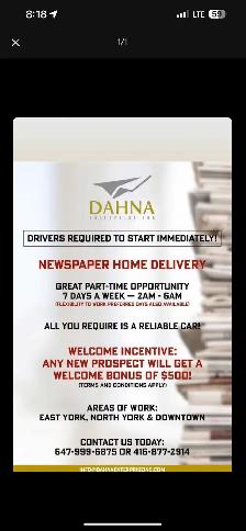 (JOB IN NEED?) Newspaper delivery job