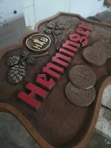 Vintage Henninger Premium Draft On Tap Hanging Bar Sign - Photo 4