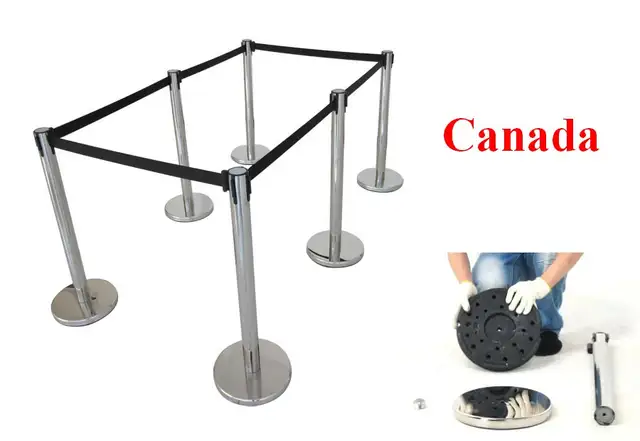 6PCS Stanchions Public Posts Barriers Retractable Belt 170520