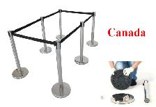 6PCS Stanchions Public Posts Barriers Retractable Belt 170520