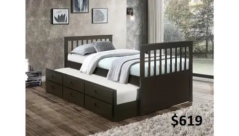 SINGLE MATES BEDS WITH TRUNDLE & DRAWERS