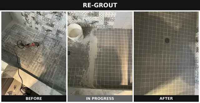 Re-Grout Shower Floor and Bath $250