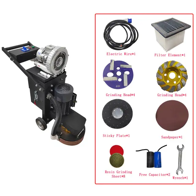 4-Head Concrete Floor Grinder with Vacuum Dust Collector238005