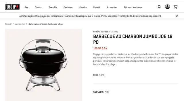 BBQ portatif au charbon de bois Weber