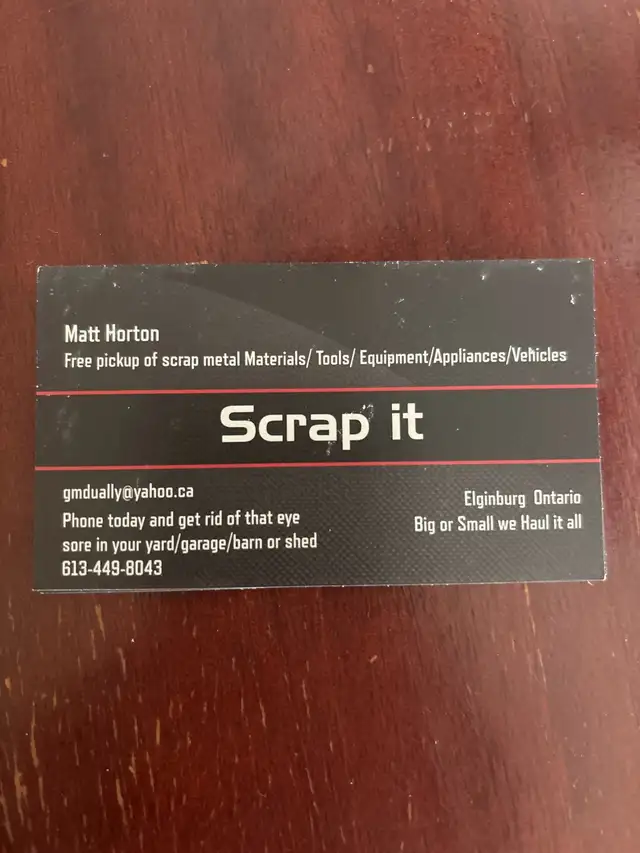 scrap metal pickup Kingston,south Frontenac and area