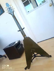 2002 Army Green Epiphone Flying V In Brand New Condition - Photo 6