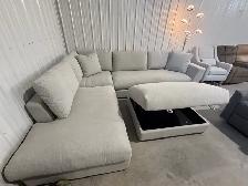 Large grey fabric sectional with ottoman - Photo 2